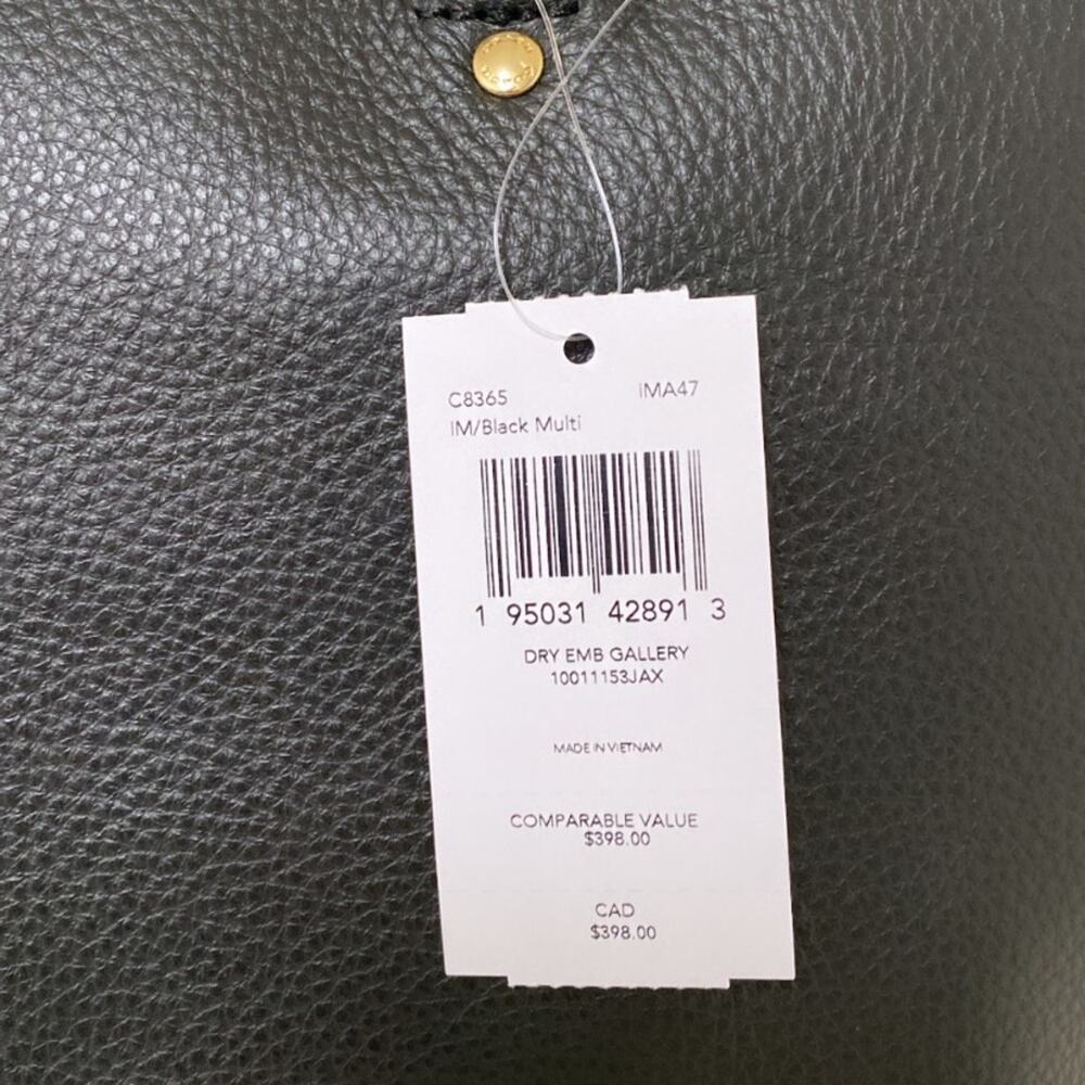 New Coach Gallery Tote Bag With Diary Embroidery/Pebble Leather/Black - Picture 10 of 11